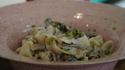 Dá uma olhada nessa receita de Parppardelle Konjac com cogumelos!