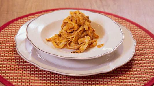 Imagem banner receita Fettuccine Mediterrâneo | Konjac Massa MF