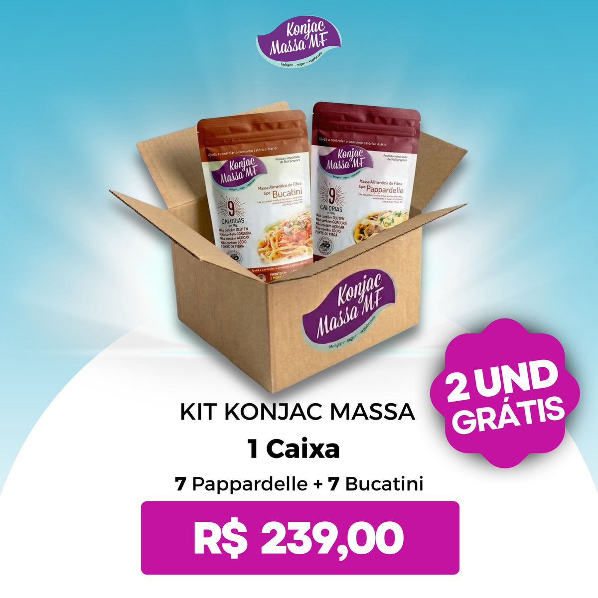 Konjac Massa® Mix 14 Embalagens - 7 Bucatini e 7 Pappardelle