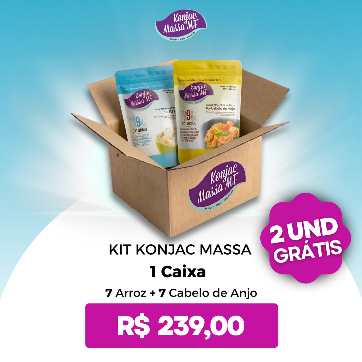 Konjac Massa® Mix 14 Embalagens - 7 Arroz e 7 Cab de Anjo